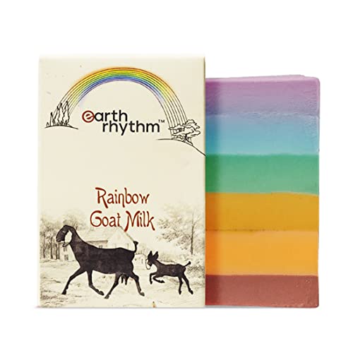 Earth Rhythm Rainbow Goat Milk Soap - Moisturizing & Gentle Body Cleanser with Goat Milk & Organic Coconut Oil - for All Skin Types (Men & Women) - 100g - Perfect for Dry Skin Care, Sensitive Skin Treatment & Daily Bathing Routine