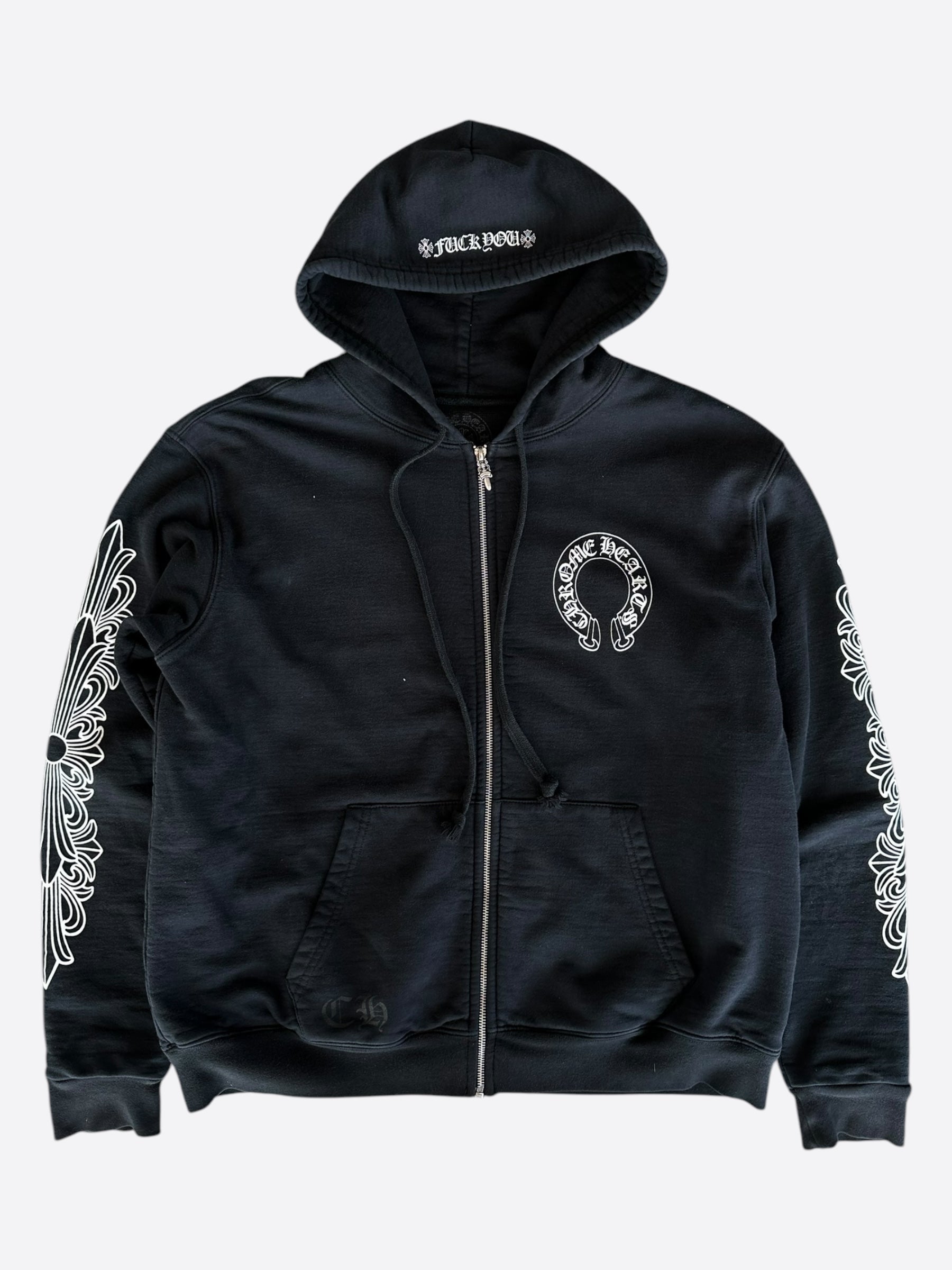 Chrome Hearts Black & White Thermal Horseshoe Logo Hoodie for Men & Women - Cozy Winter Pullover for Streetwear Fashion & Casual Outfits