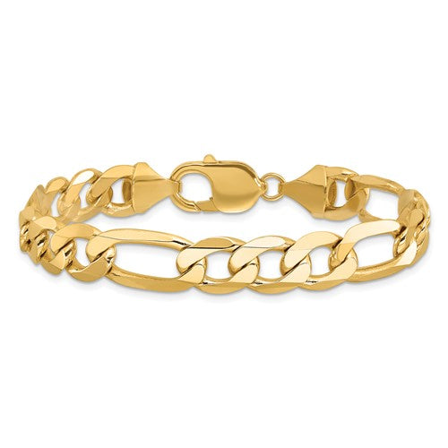 14KT Yellow Gold 10mm Figaro Link Bracelet for Men - Classic 8-Inch Chain Jewelry for Gifts, Weddings & Special Occasions