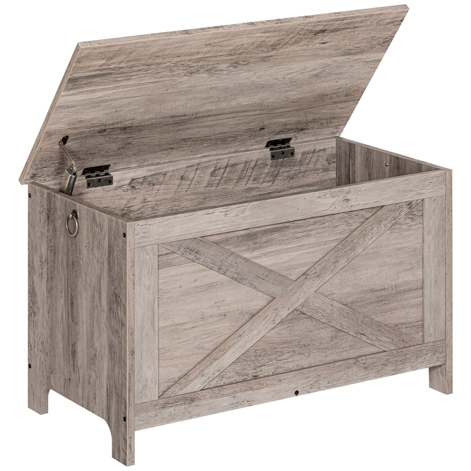 ALLOSWELL Toy Chest with Safety Hinges - Sturdy Wooden Storage Bench for Entryway, Living Room & Bedroom - Retro Toy Box Organizer for Kids' Toys & Home Decor - Greige SCHG4801 - Perfect for Playrooms, Clutter-Free Spaces & Cozy Home Organization