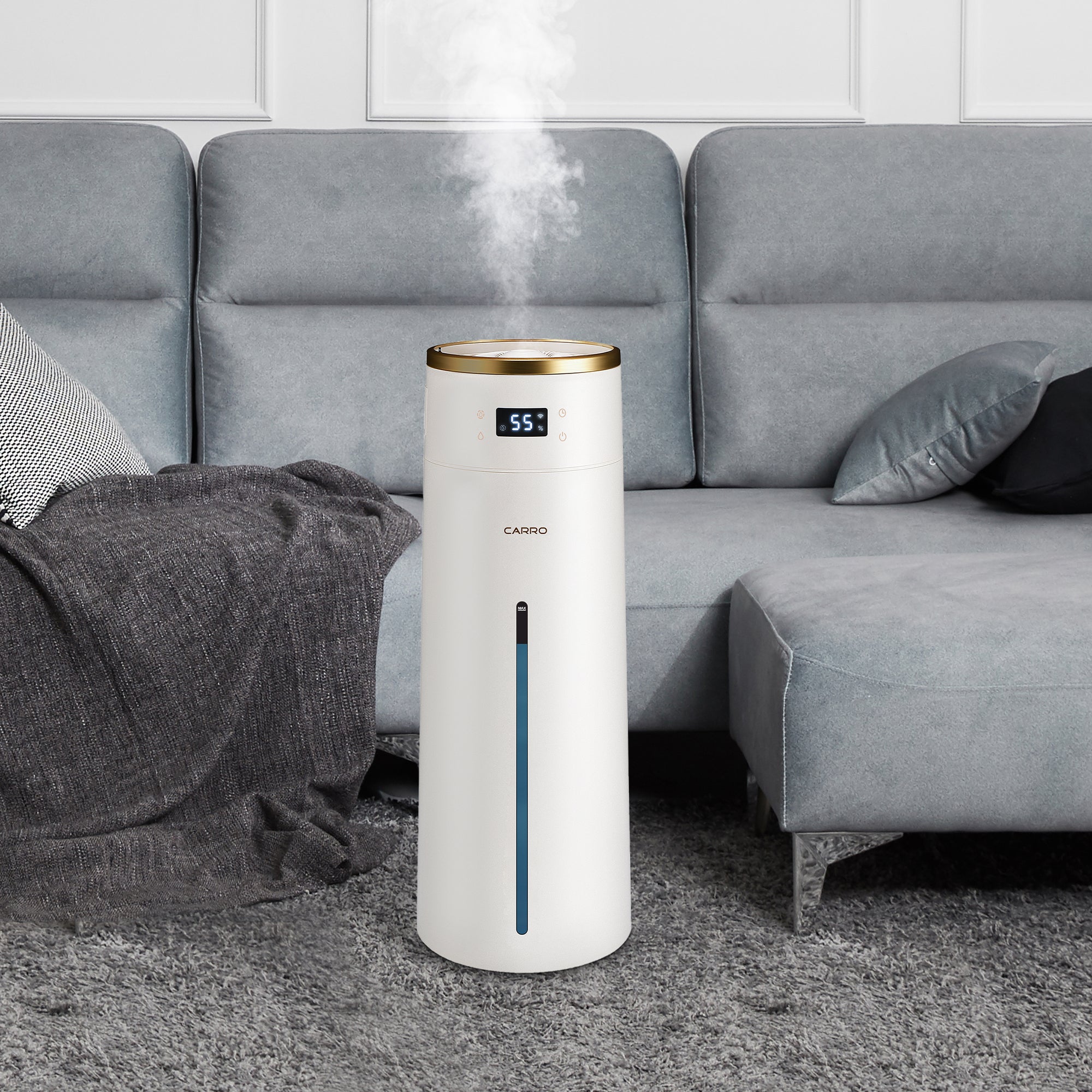Smart Humidifier 2.1 Gal Top Fill Cool Mist - Large Room Ultrasonic Humidifier for Bedroom, Nursery & Office - Quiet Air Moisturizer for Baby, Plants & Dry Skin Relief