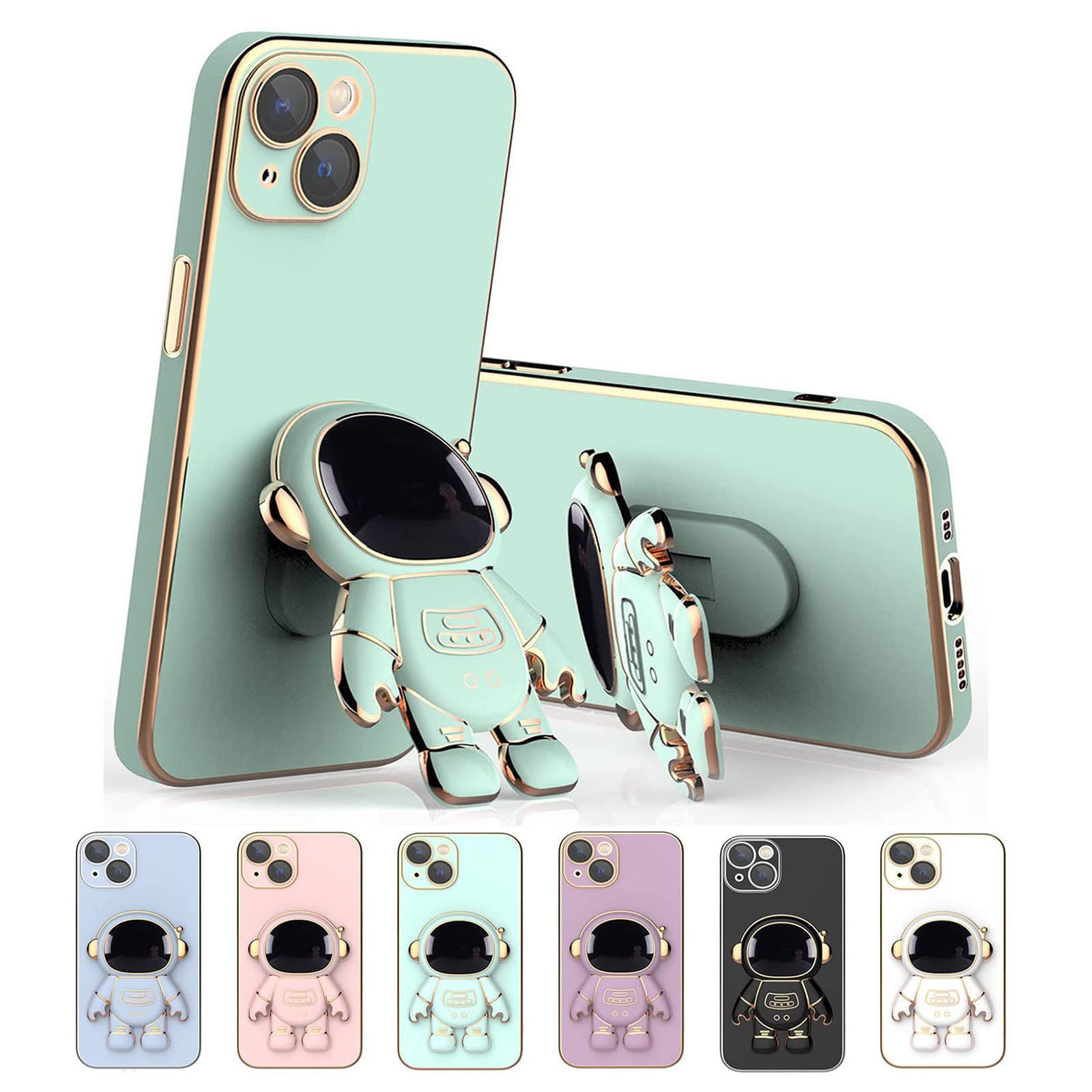 Astronaut Phone Case for iPhone 13 Pro Max - Hidden Stand, Lens Protection, Durable Green Cover - Perfect for Space Enthusiasts & Everyday Use