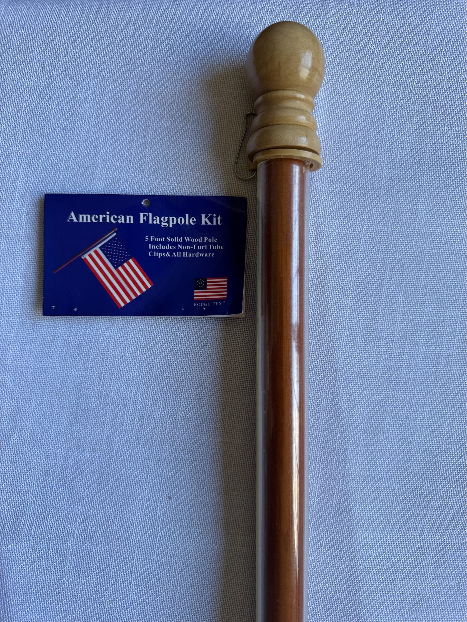 5' Foot Wooden Flag Pole with Brass Screw Joint & Ball Top - All Natural Wood - Perfect for Outdoor American Flags, Garden Decor & Patriotic Displays