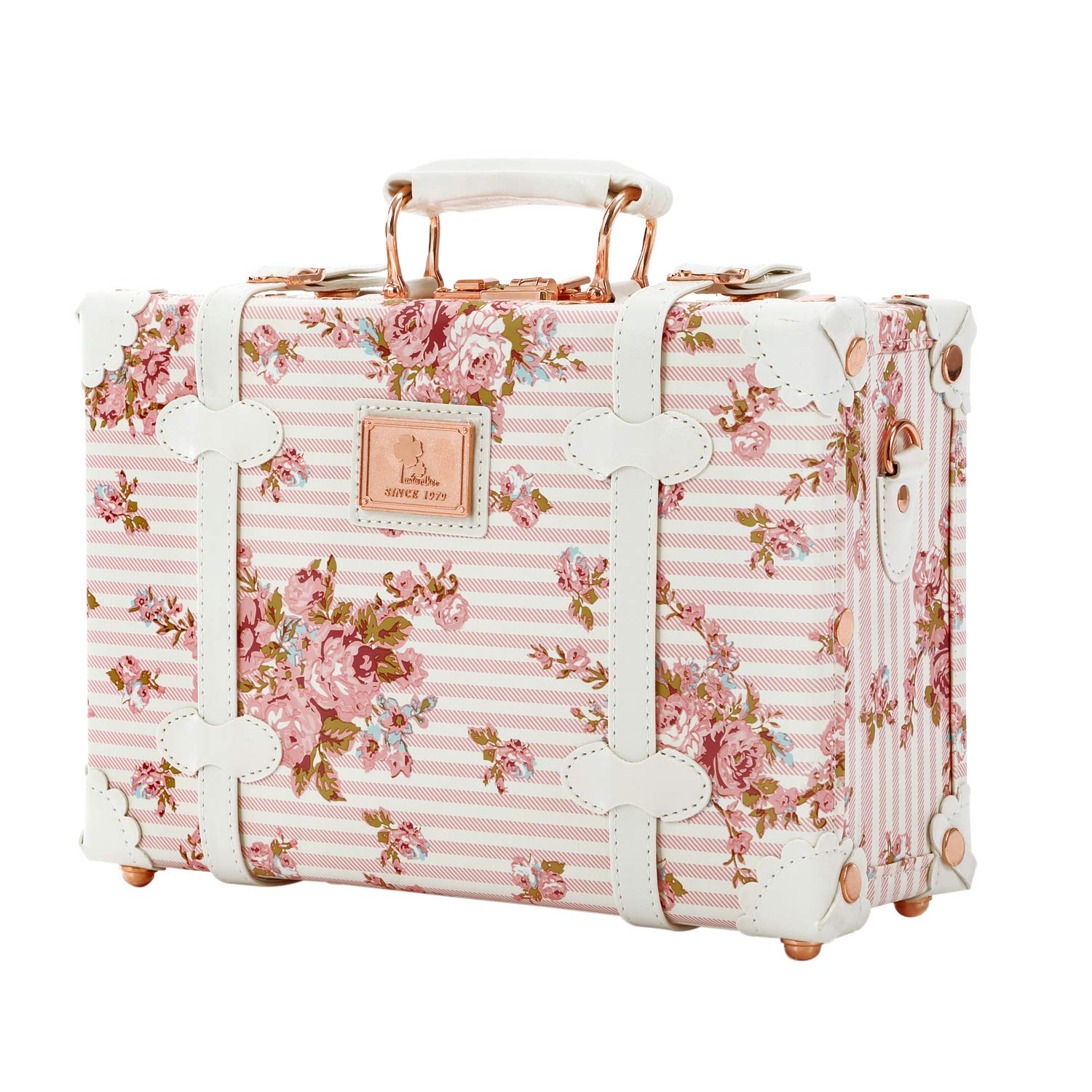 Vintage Floral Women's Carry-On Suitcase - 12 Inch Small Luggage with Adjustable Straps | Perfect for Weekend Getaways, Business Trips & Air Travel