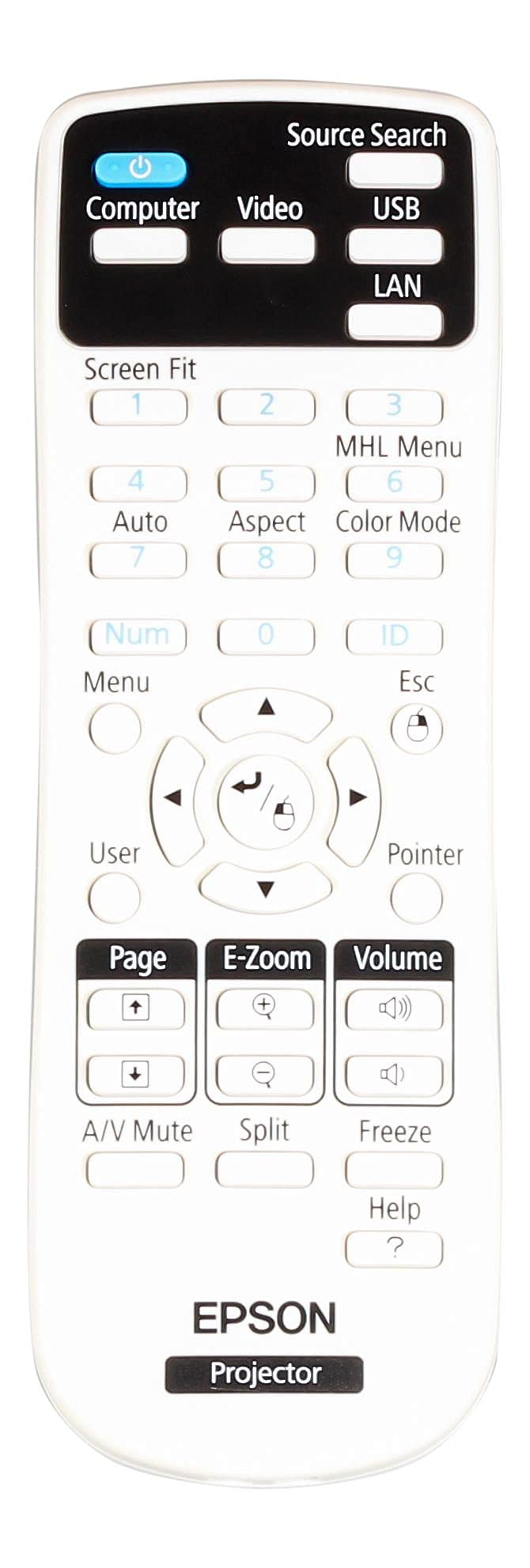Epson Remote Control 2155721 - Compatible with Select Epson Projectors | Perfect for Home Theater, Office Presentations & Classroom Use