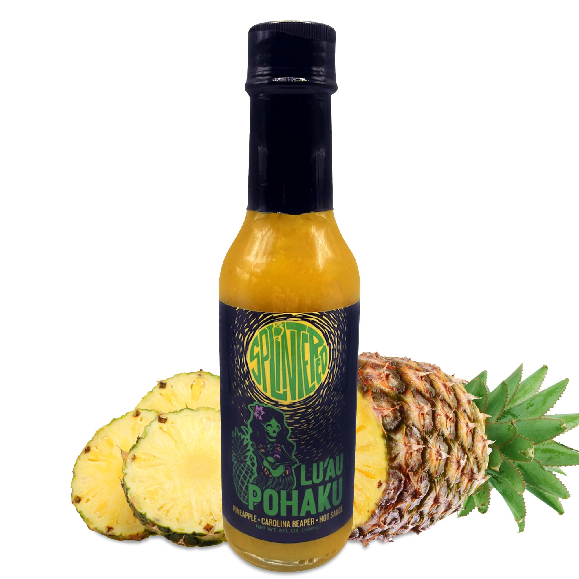 Splintered Sauce Lu'Au Pohaku Hot Sauce - Pineapple & Carolina Reaper Tropical Fusion - Extra Hot Hawaiian Chili Pepper Sauce - Perfect for Tacos, Wings, BBQ & Seafood Dishes