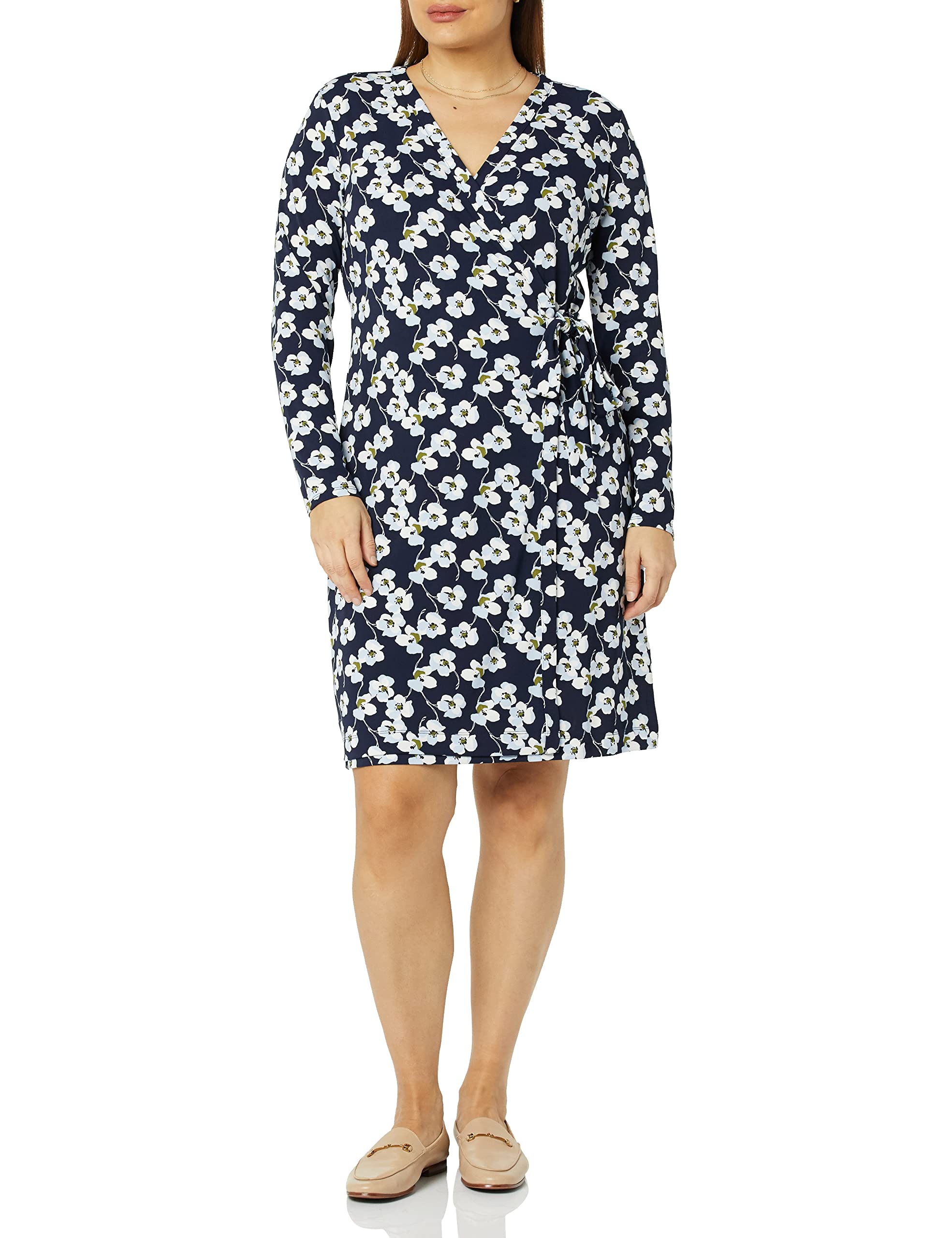 Amazon Essentials Women's Long Sleeve Wrap Dress - Flattering Casual & Office Wear for Women, Perfect for Work, Date Night and Special Occasions