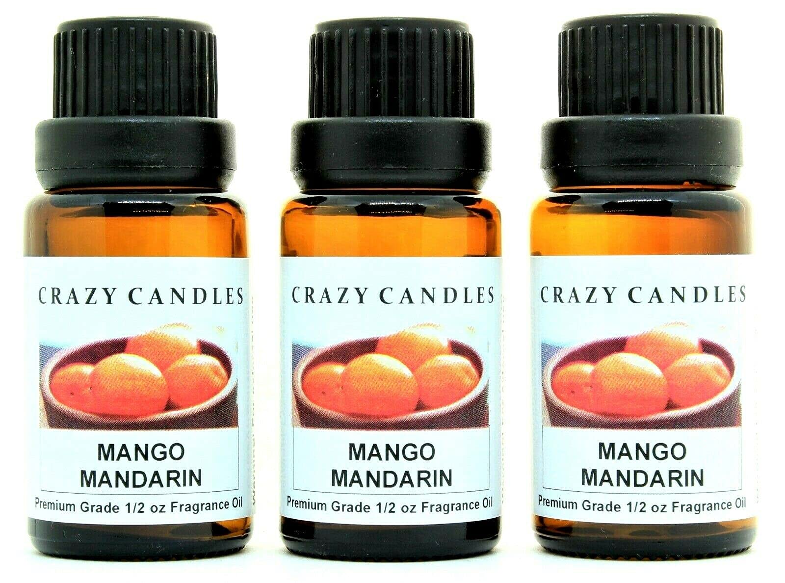Premium Mango Mandarin Scented Fragrance Oil - 3 Pack (15ml/0.5oz Each) - Aromatherapy, Candle Making, Soap & Diffuser Blends - Perfect for Home Spa, Relaxation & DIY Crafts
