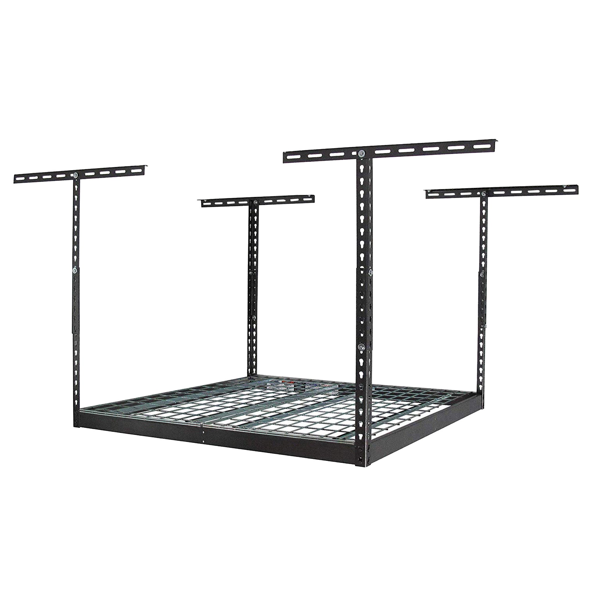 4' x 4' Heavy Duty Overhead Garage Storage Rack - Space Saving Ceiling Shelving for Garage Organization - Perfect for Storing Seasonal Items, Sports Equipment & Tools