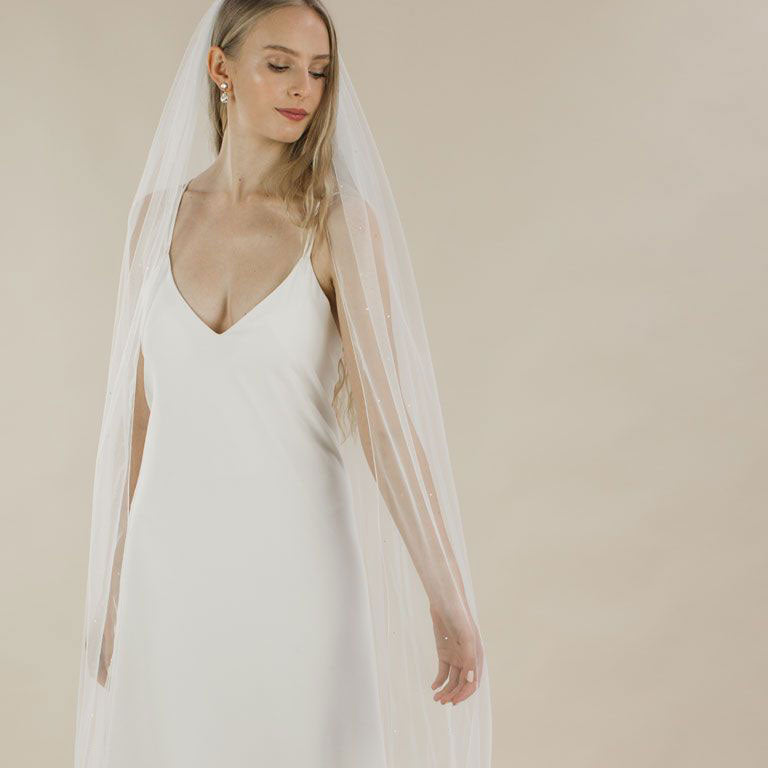 Blazing Star Rhinestone Embellished Cathedral Length Wedding Veil – Perfect for Bridal Gowns, Formal Dresses & Special Occasions