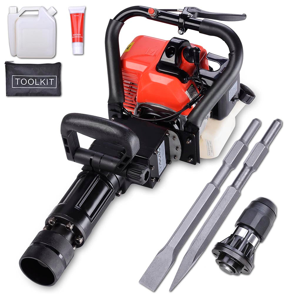 TheLAShop 32.7cc EPA Certified 2-in-1 Gasoline Jackhammer and T-Post Pile Driver Kit - Heavy Duty Construction & Fencing Tool for Landscaping, Demolition, and Farm Work