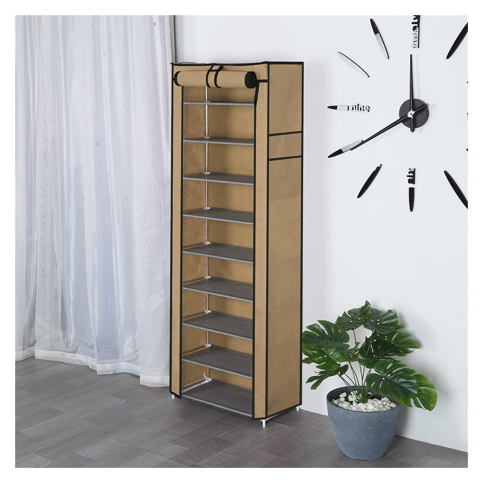 Multi-Tier Stackable Shoe Rack - Dustproof Steel Frame with Non-Woven Fabric for Shoe Storage & Organization (Coffee) - Perfect for Closet, Entryway, Dorm Room & Small Space Organization