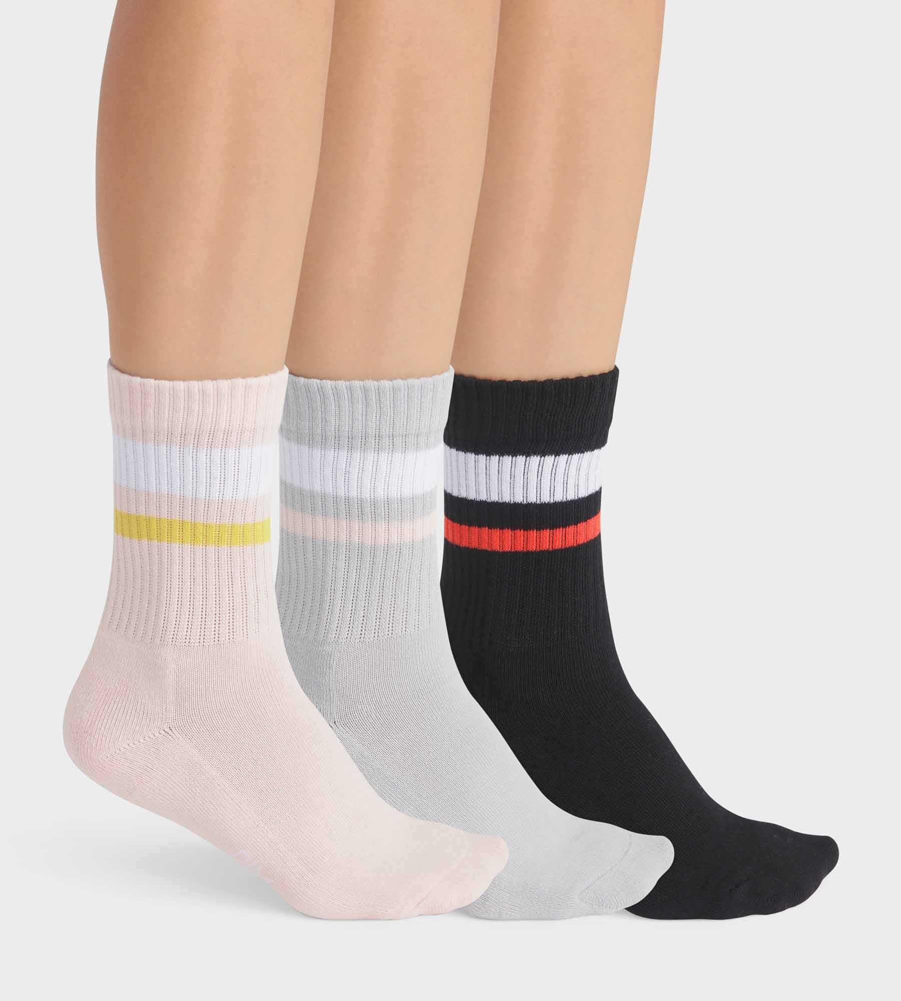3 Pairs Women's Cotton Socks - Rose Grey EcoDim Sport Socks for Running, Yoga & Casual Wear