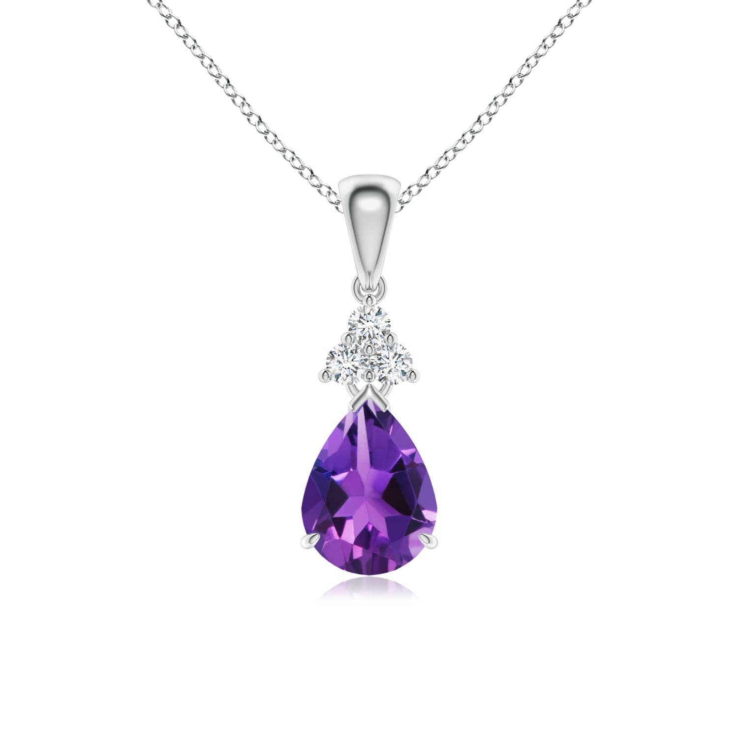 Angara Natural Amethyst Solitaire Pendant Necklace for Women - 14K Solid Gold/Platinum February Birthstone Jewelry | Elegant Gift for Her, Birthday, Anniversary | Perfect for Weddings, Valentine's Day & Special Occasions