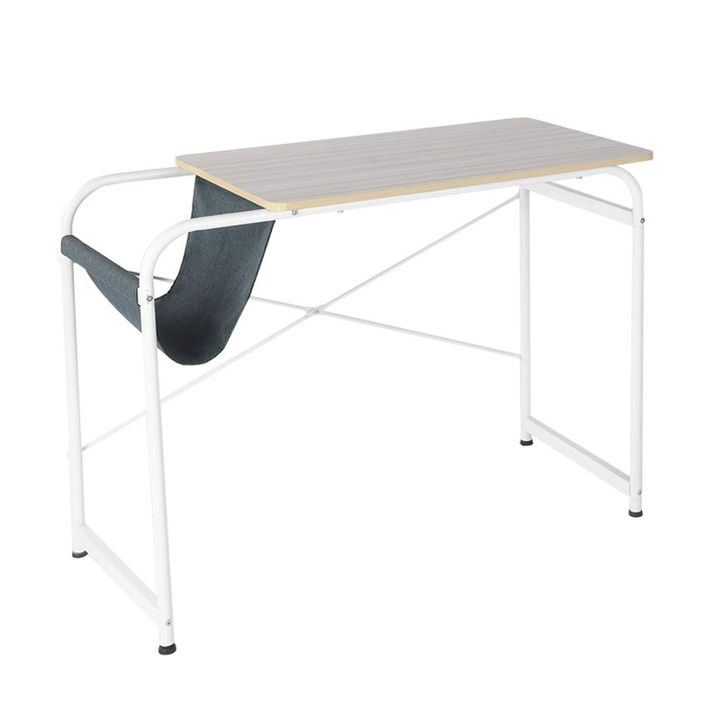 Boddenly White Computer Desk with Storage Bag - Ergonomic Home Office Desk for Laptop, Study & Writing | Compact Workstation for Small Spaces, Dorm Rooms & Home Offices