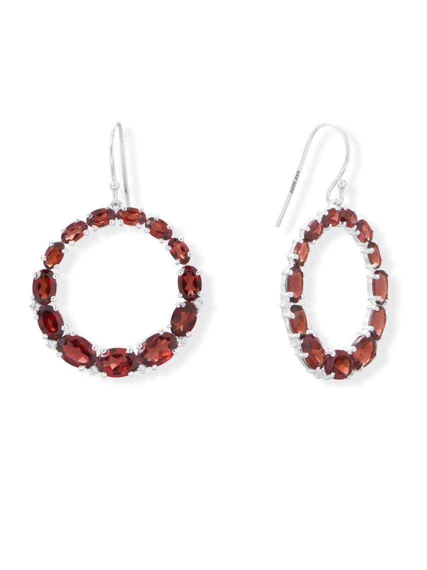 Gorgeous Garnet Hoop Earrings - Graduated Stone Sizes in Sterling Silver for Women | Perfect for Parties, Weddings & Everyday Elegance