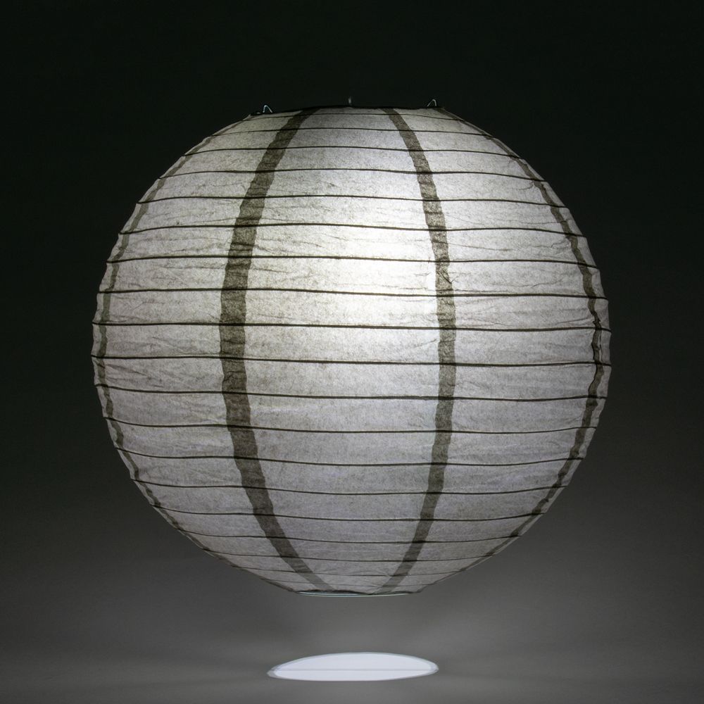 30 Pack Large Round Paper Lanterns - Driftwood Grey with Even Ribbing | Perfect for Wedding Decor, Party Lighting & Boho Home Decor