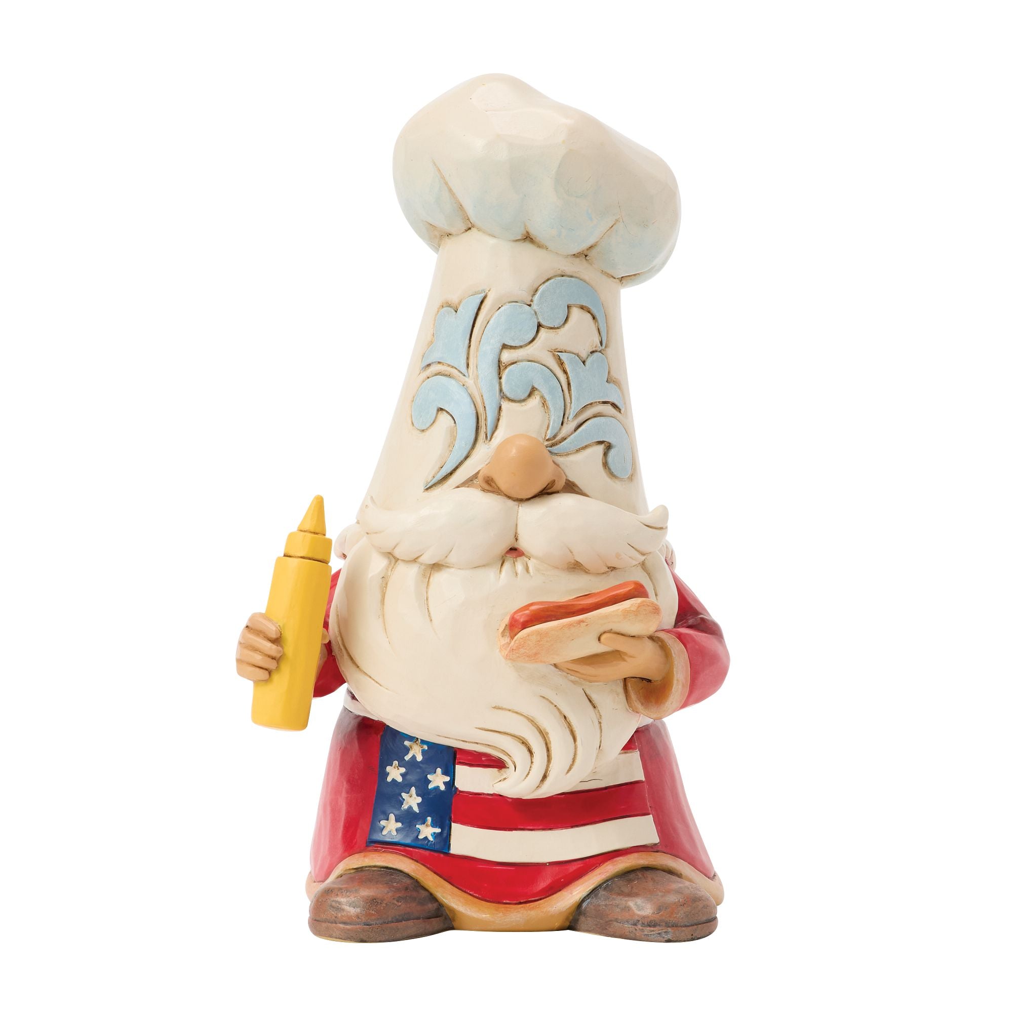 Patriotic Grilling Gnome Figurine - American Flag BBQ Garden Decor for Outdoor Cooking & Backyard Parties