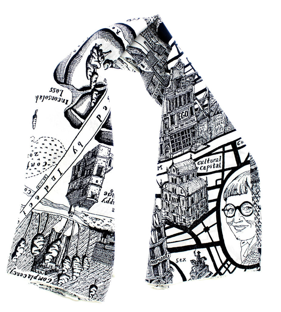 Grayson Perry Map of Days Scarf - Stylish Designer Silk Scarf for Women & Men - Perfect for Fashion Accessories, Gifts & Art Lovers