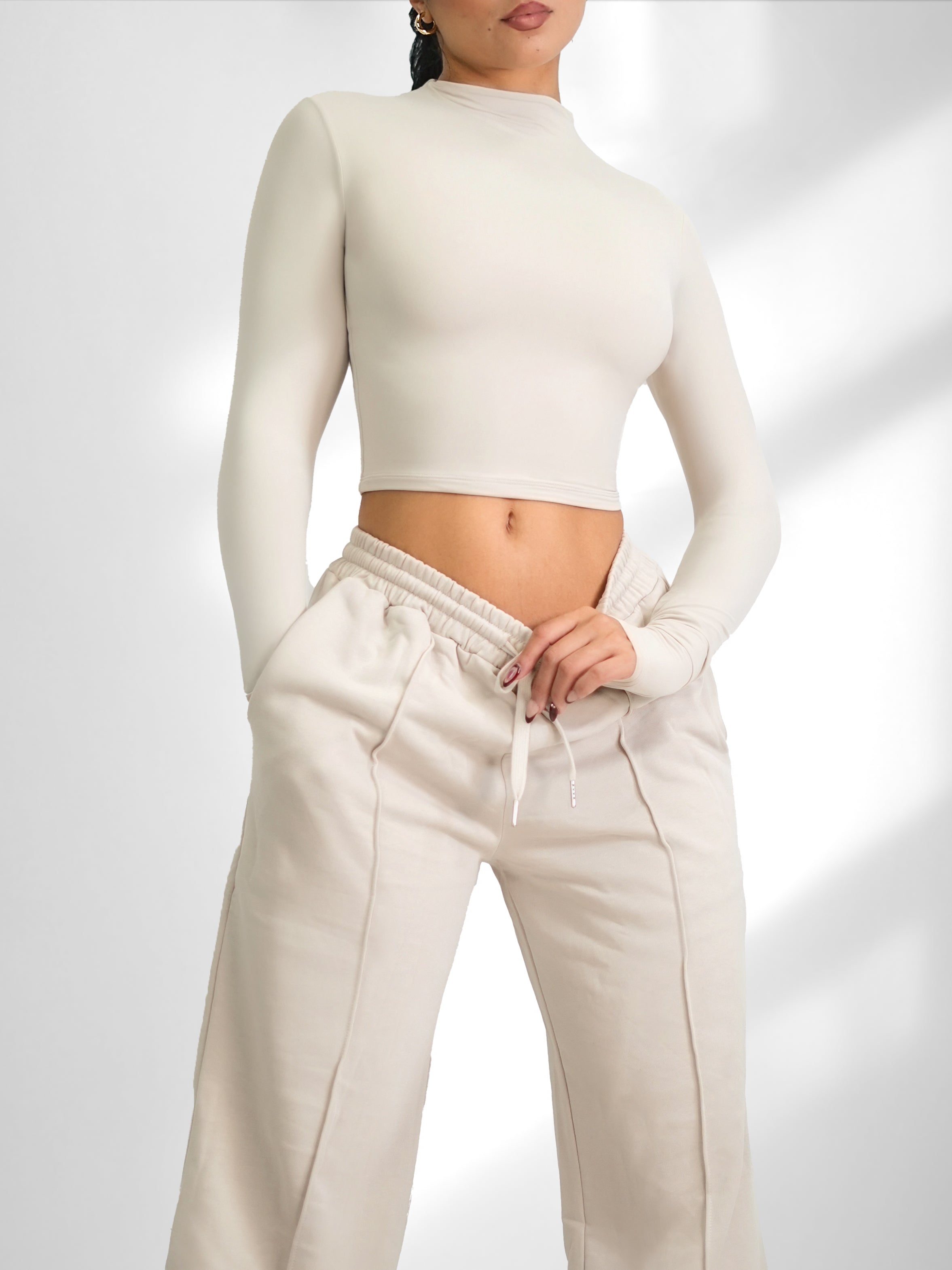 Charmed Long Sleeve Women's Blouse in Coconut Cream - Elegant Casual Wear for Office, Date Night & Fall Outfits