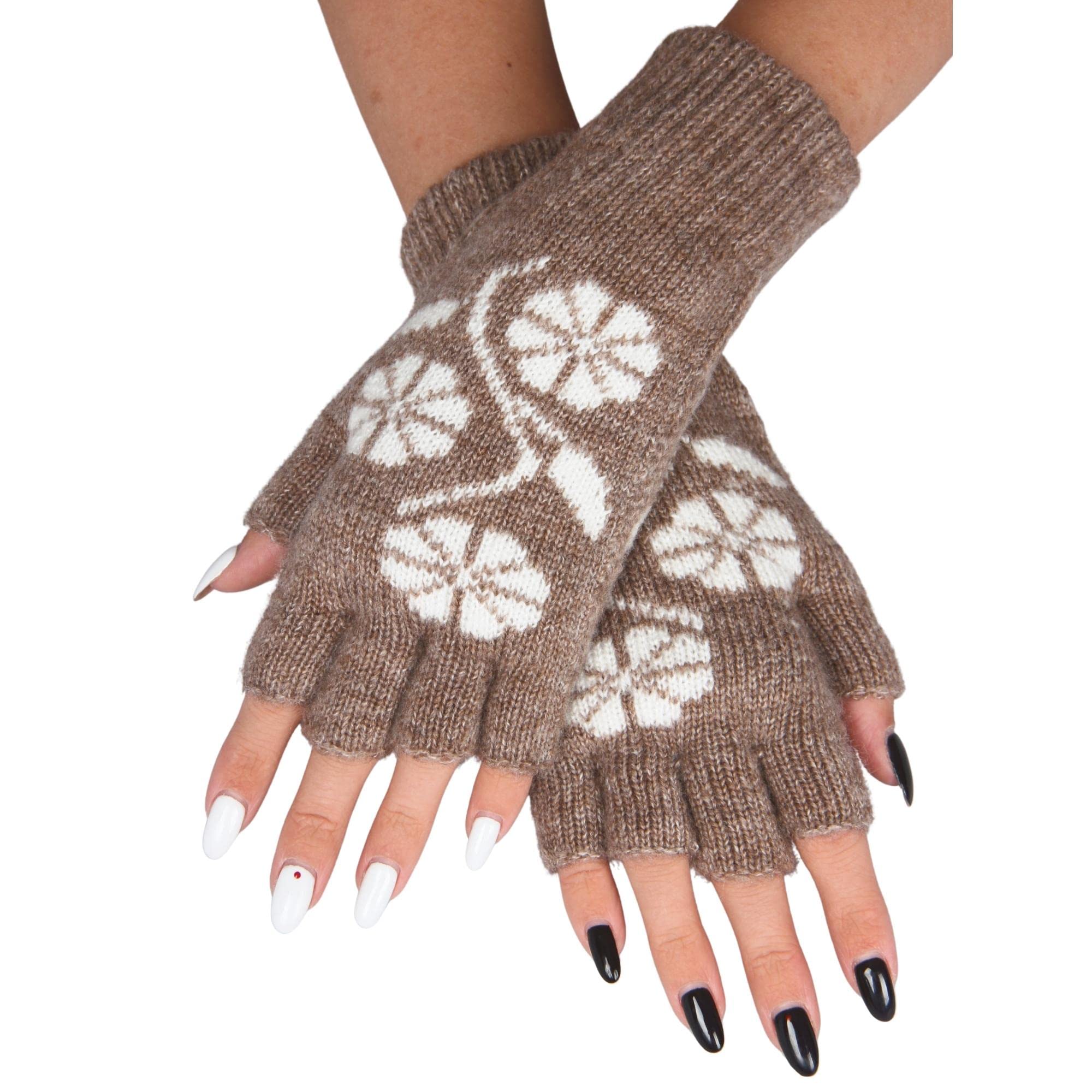 Warm Wool Fingerless Gloves for Women - Winter Knit Half-Finger Hand Warmers | Perfect for Typing, Driving & Outdoor Activities in Cold Weather