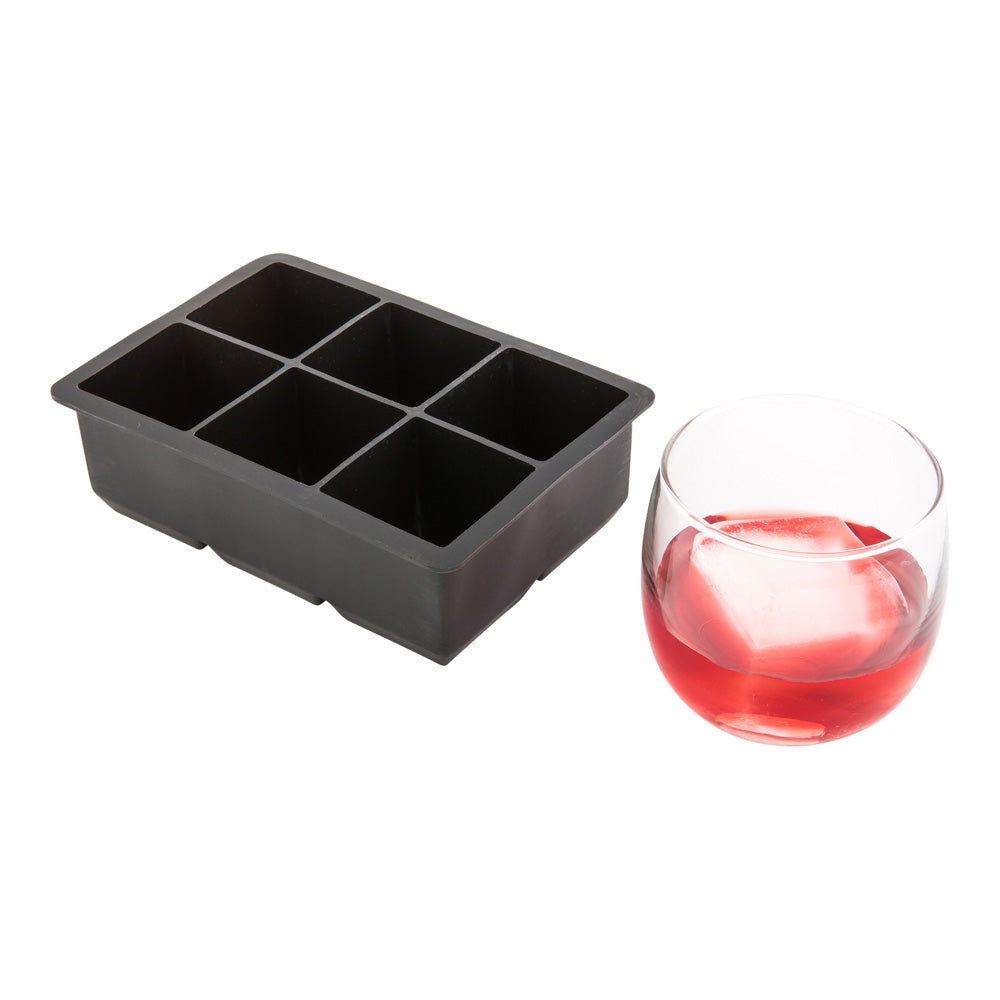 Premium Black Silicone Ice Cube Tray - 6 Large Compartments (2 Cube Each) - BPA Free Flexible Mold for Cocktails, Whiskey & Cold Drinks - Perfect for Home Bars, Parties & Entertaining