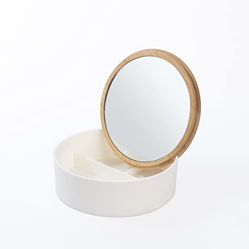 XPXKJ Vanity Mirror with Storage Box - Portable Travel Jewelry Organizer for Makeup & Accessories | Perfect for Home, Hotel & On-the-Go Use