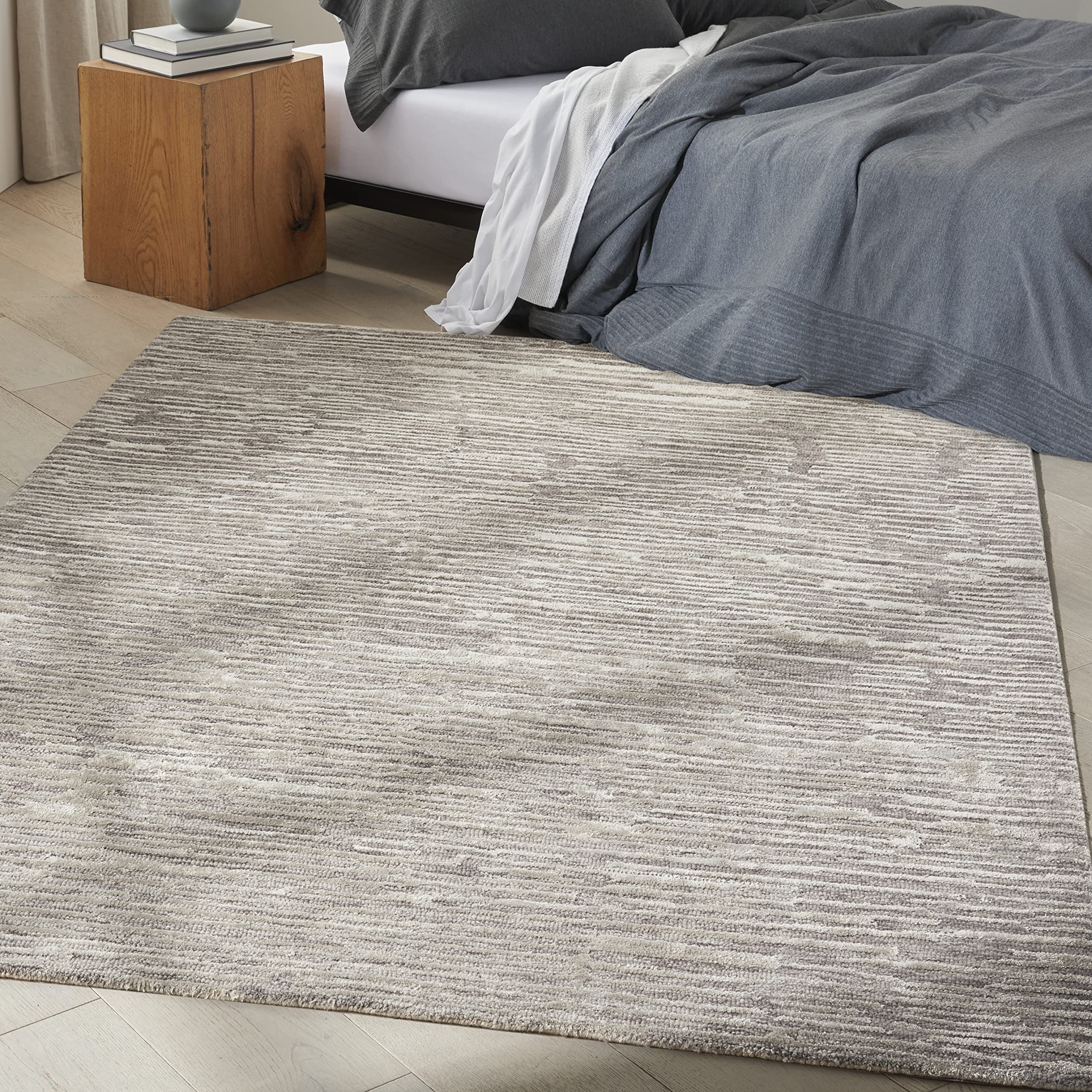 Calvin Klein Linear Grey 4' x 6' Area Rug - Modern Solid Design, Easy to Clean, Non-Shedding - Perfect for Bedroom, Living Room, Dining Room & Kitchen Decor