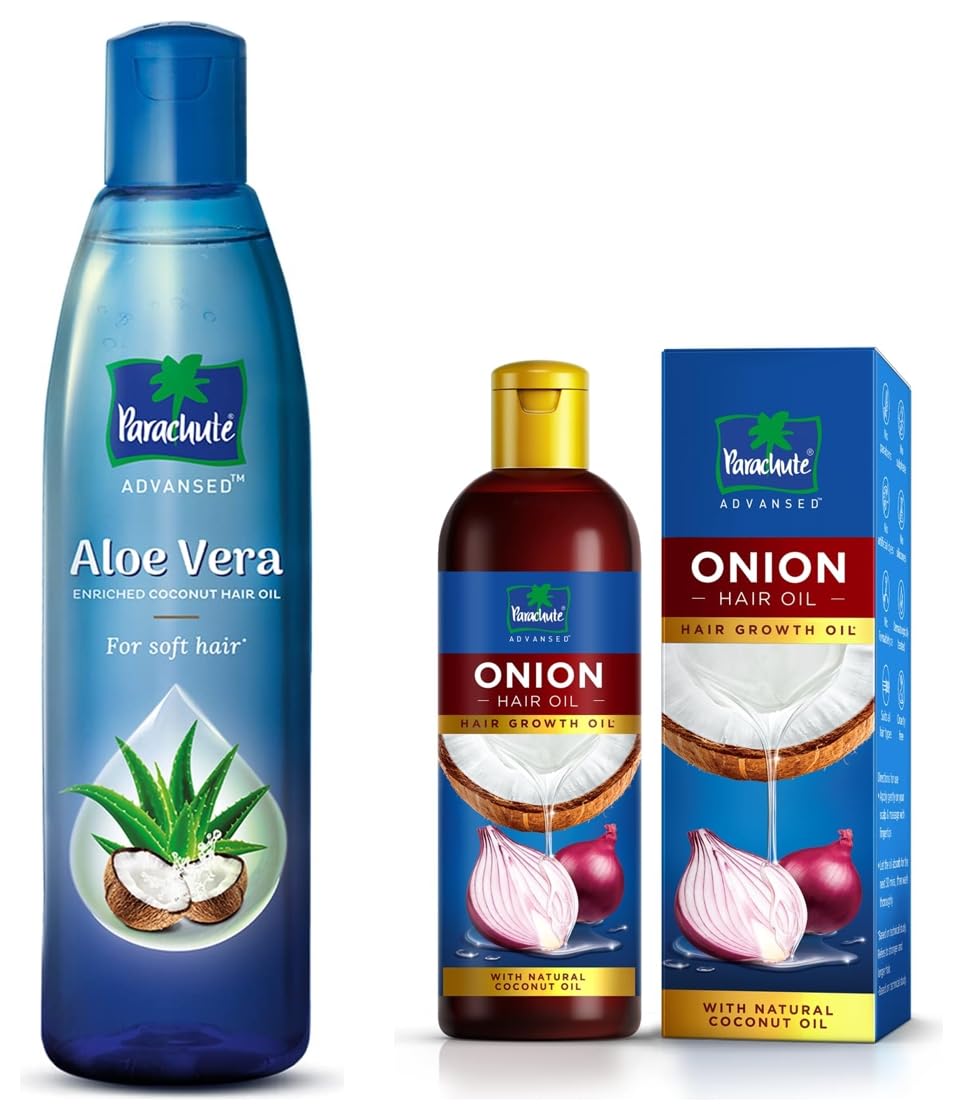Parachute Advanced Onion Hair Oil with Comb Applicator - Promotes Hair Growth & Reduces Hair Fall - Enriched with Natural Coconut Oil & Vitamin E - 200ml - Perfect for Daily Hair Care & Scalp Massage