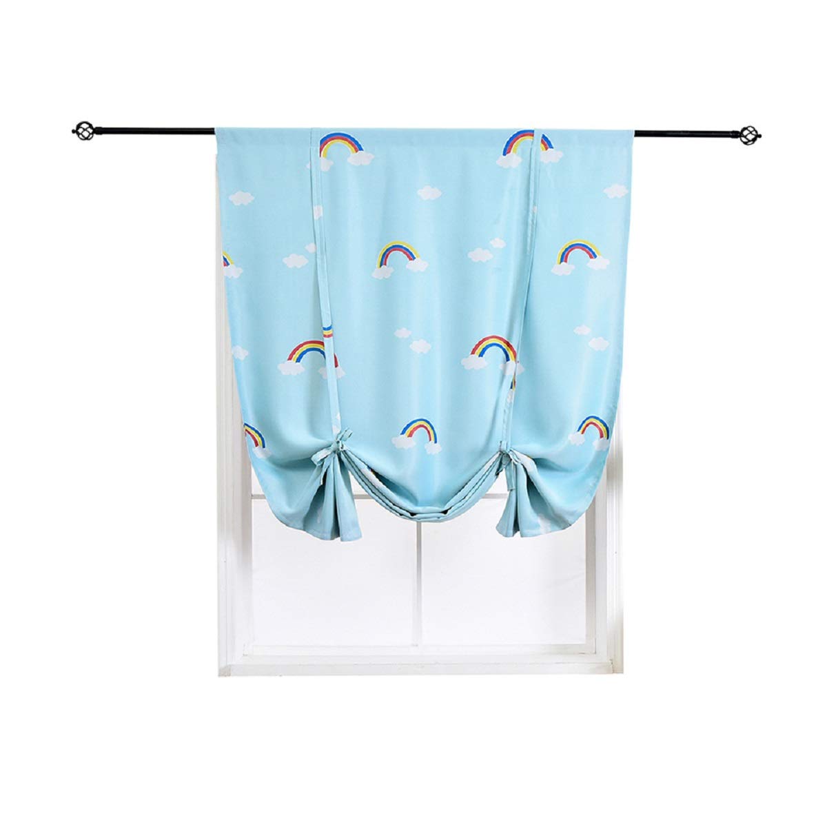 ELEOPTION Thermal Insulated Blackout Curtains for Small Windows - Noise Reducing, Energy Efficient, Rod Pocket Design - Rainbow Blue, 24