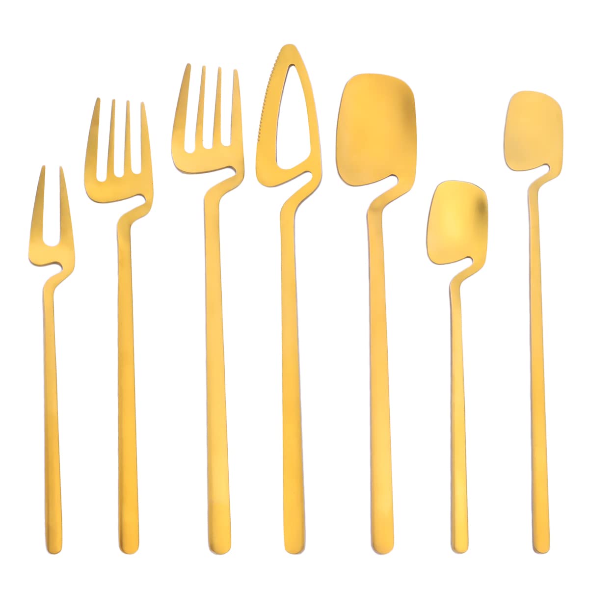 Gugrida Gold 28-Piece Stainless Steel Flatware Set - 18/10 Silverware for 4 People with Dinner Knives, Spoons & Forks - Matte Finish Dishwasher Safe Cutlery Set - Perfect for Family Dinners, Parties & Everyday Use