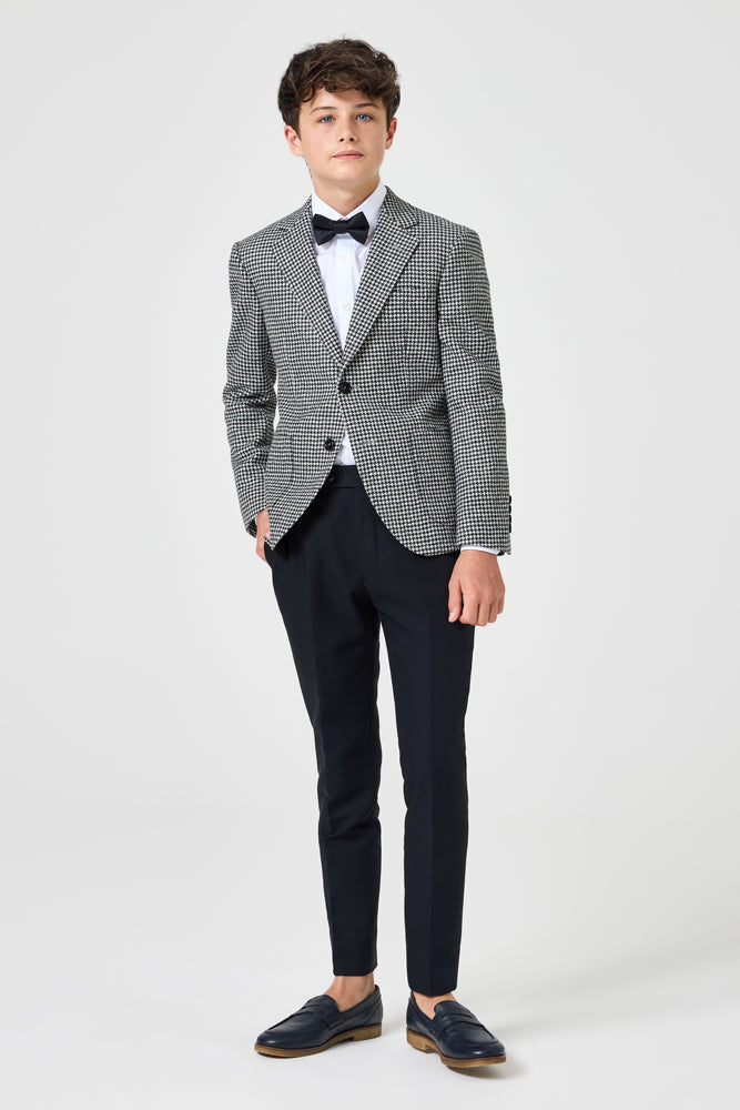 Hendrix Blazer - Black & White Houndstooth Wool Jacket for Men | Classic Office & Formal Wear | Perfect for Business Meetings, Weddings & Special Events