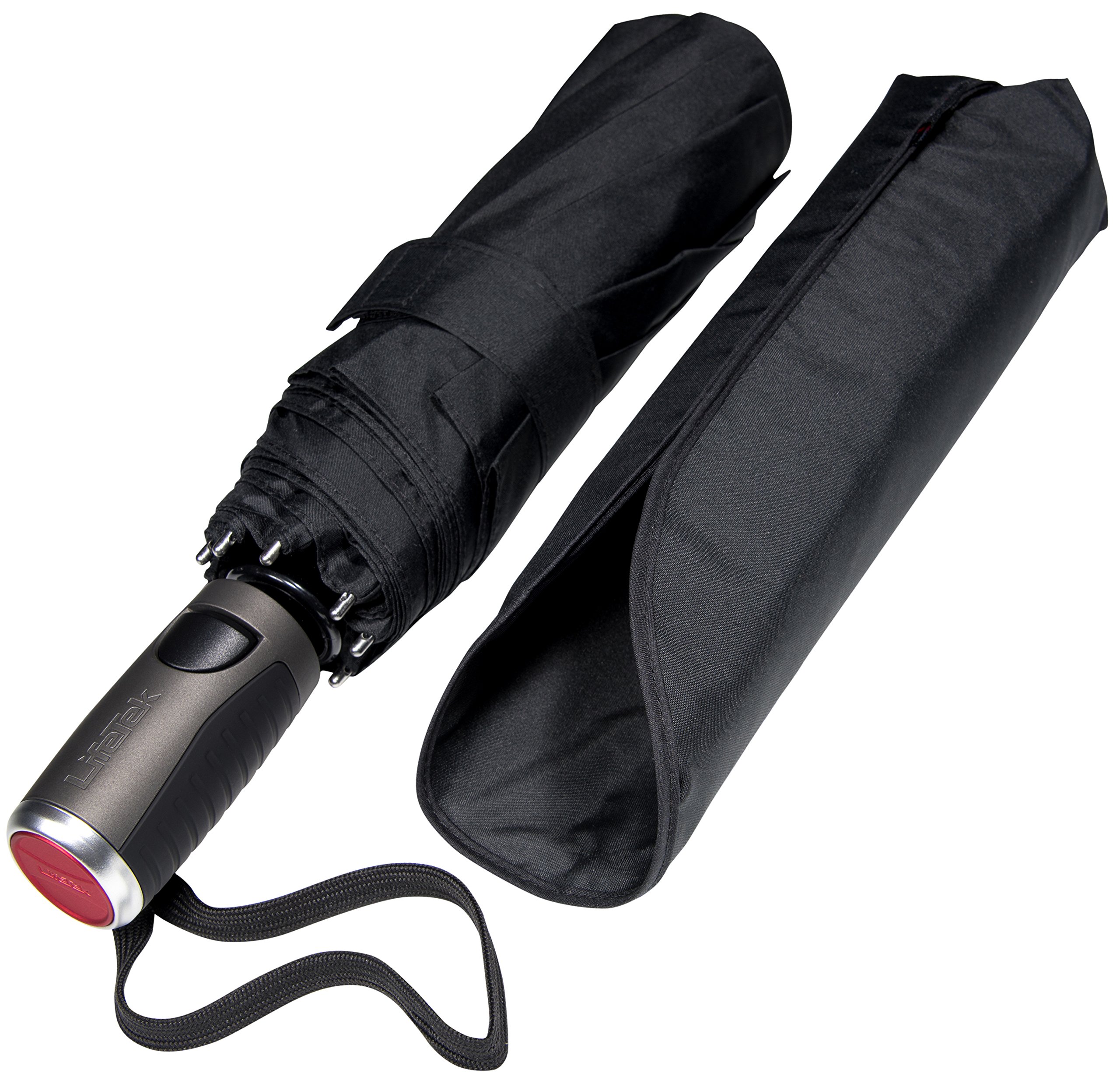 LifeTek Windproof Travel Umbrella - Compact Auto Folding for Rain - Perfect for Backpack, Car & Travel