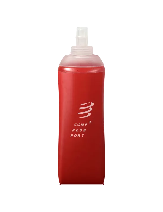 Compressport Ergoflask 500ml Insulated Water Bottle - BPA Free, Leak Proof, Lightweight for Running, Cycling & Outdoor Sports - Vibrant Red
