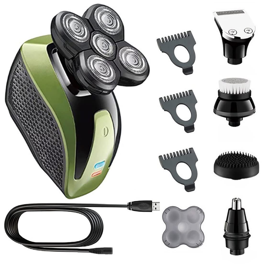 Professional 5-in-1 Rechargeable Electric Razor for Men - Waterproof Beard Trimmer & Bald Shaving Kit with Precision Grooming Set | Perfect for Travel, Home Use & Daily Shaving Routine