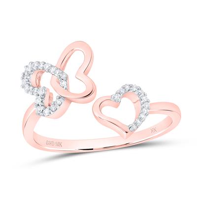 10k Gold Heart Ring with 1/10 CTW Diamond - Elegant Jewelry Gift for Women, Perfect for Valentine's Day, Anniversary & Special Occasions