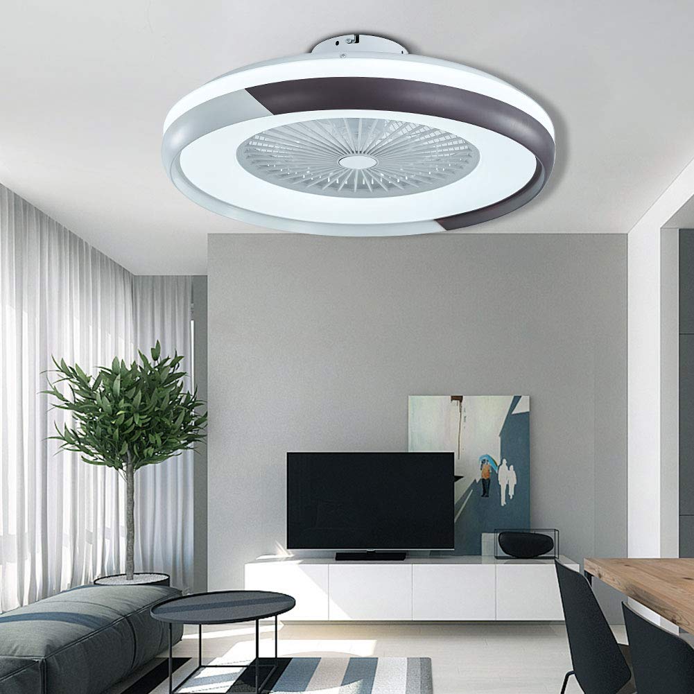 Gdrasuya10 Modern LED Flush Mount Ceiling Fan with Light - Remote Control, Dimmable, Hidden Blade, Low Profile, Adjustable Speed - Perfect for Bedroom, Living Room & Office (Black) - US Stock