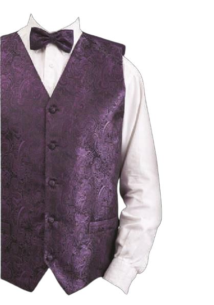 Daniel Ellissa Metallic Thread Paisley Vest Set VS809 Purple | Women's Fashion Blazer & Skirt Outfit for Party, Wedding & Evening Events