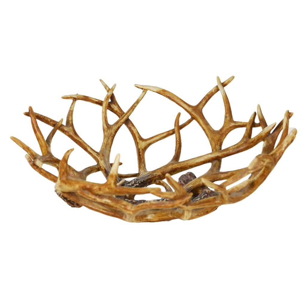 Stylish Resin Antler Fruit Bowl Holder - High Capacity Decorative Fruit Dish for Living Room & Dining Table - Perfect for Displaying Fruits, Snacks, or Centerpiece Decor (Brown, 33x13cm)