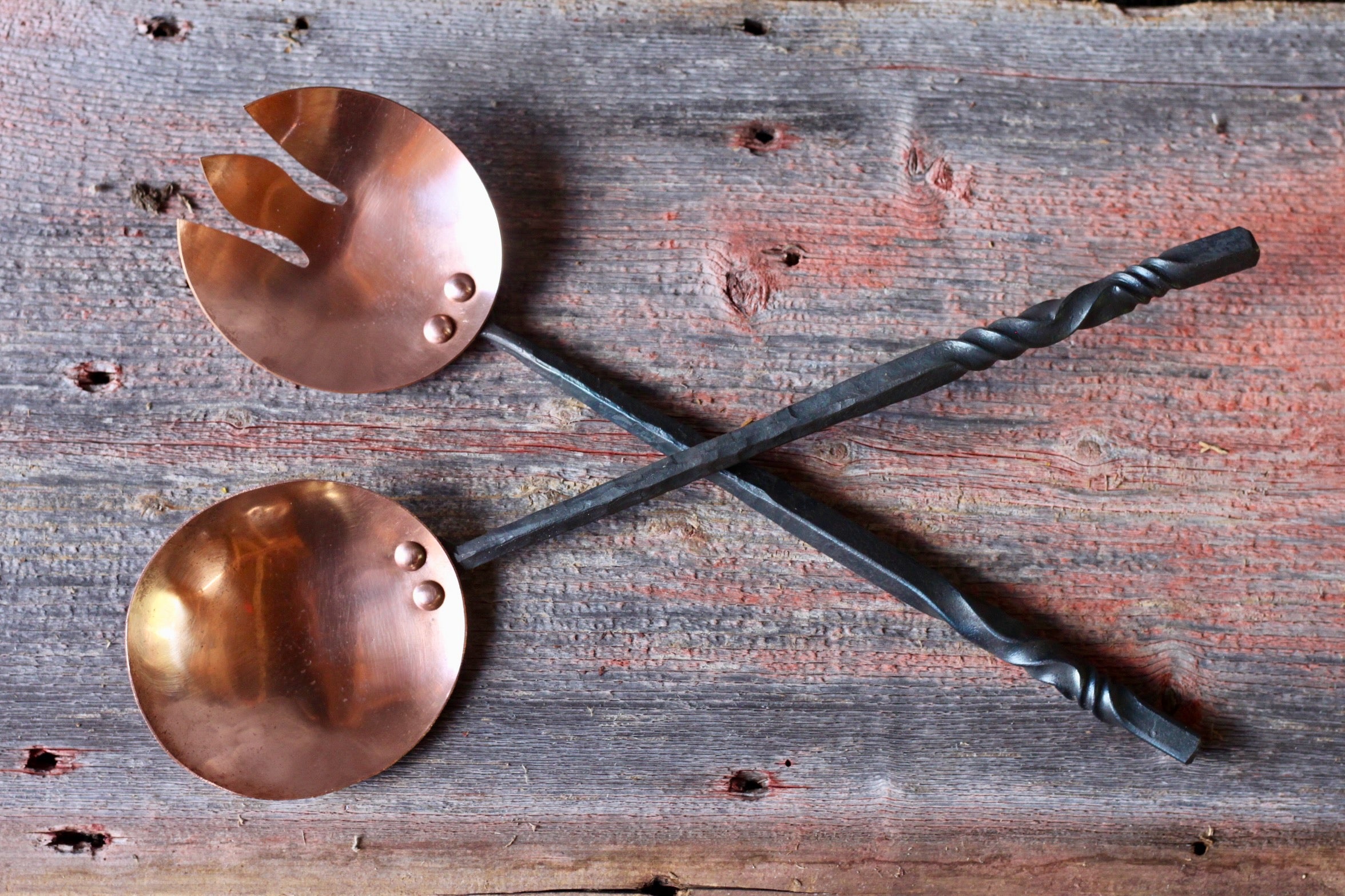 Premium Copper Salad Tongs - 12