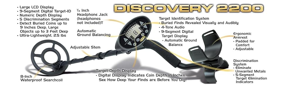 Bounty Hunter Discovery 2200 Metal Detector with Waterproof 8