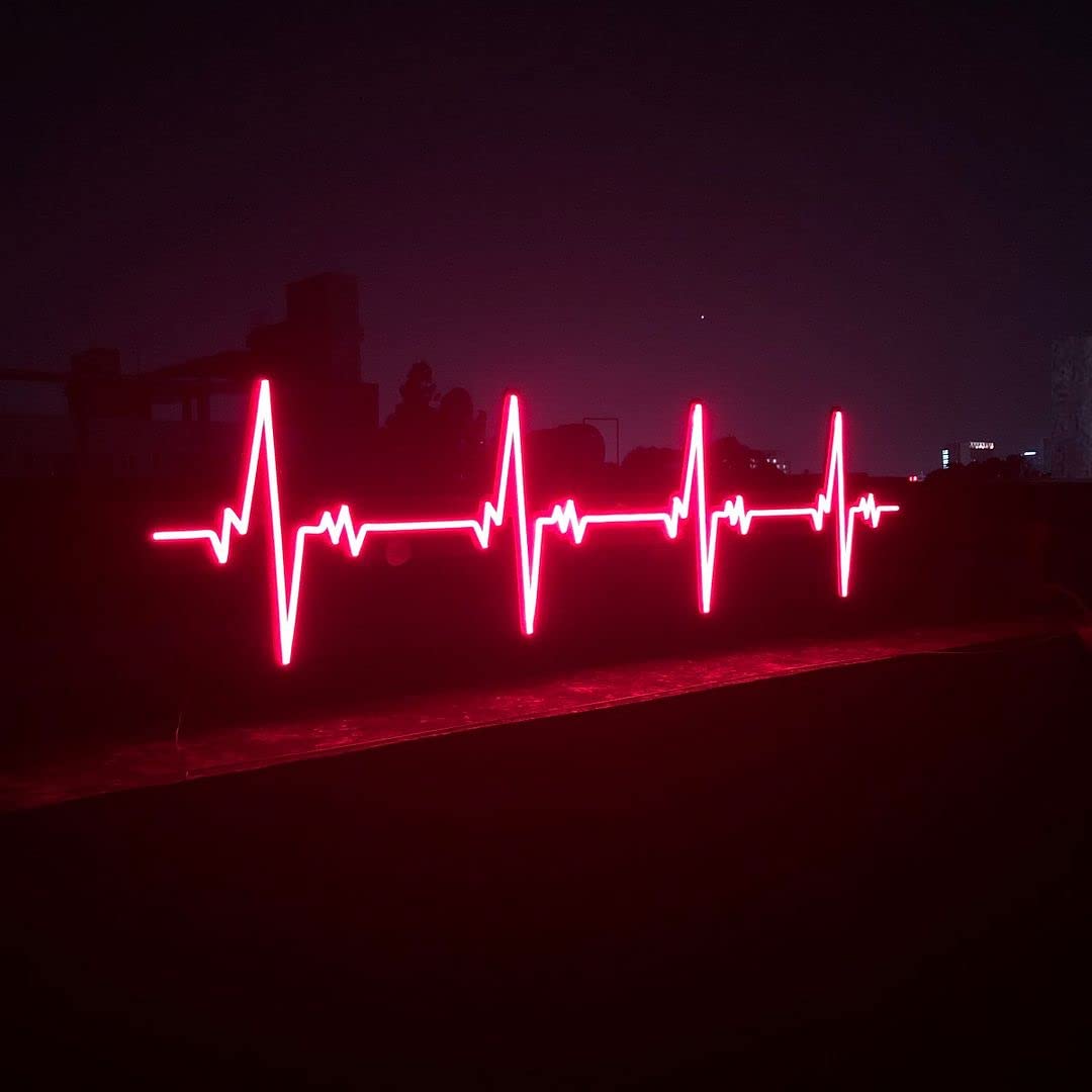 Heartbeat Cardiogram EKG Neon Sign - Wall Decor for Bedroom, Living Room, Kitchen & Bathroom - Aesthetic Home Decor for Wedding, Party & Romantic Ambiance Lighting