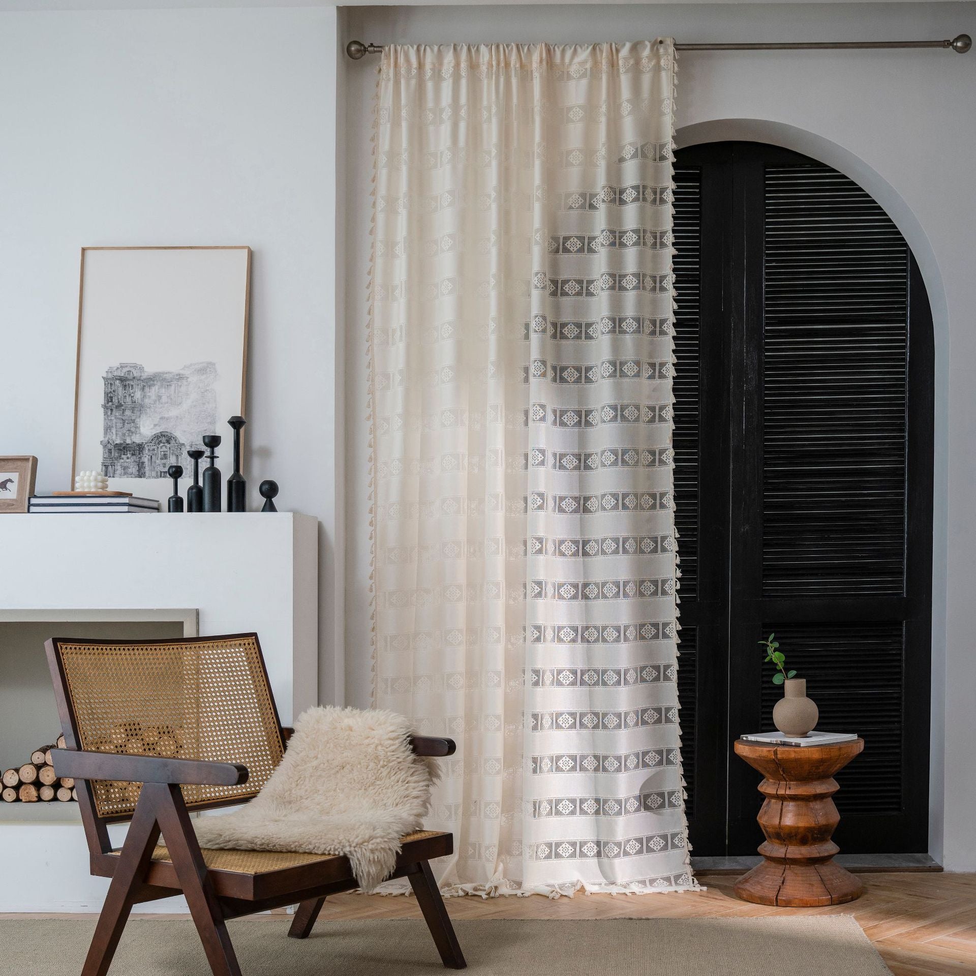 Addilyn White Crochet Lace Sheer Custom Curtains for Living Room & Bedroom - Elegant Window Drapes with Floral Embroidery for Home Decor