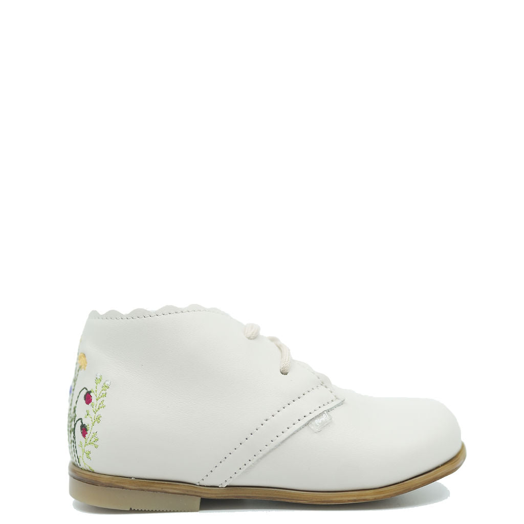 Emel Off White Embroidered Baby Booties - Soft Cotton First Walkers for Newborns & Infants | Perfect for Photo Shoots, Christenings & Special Occasions