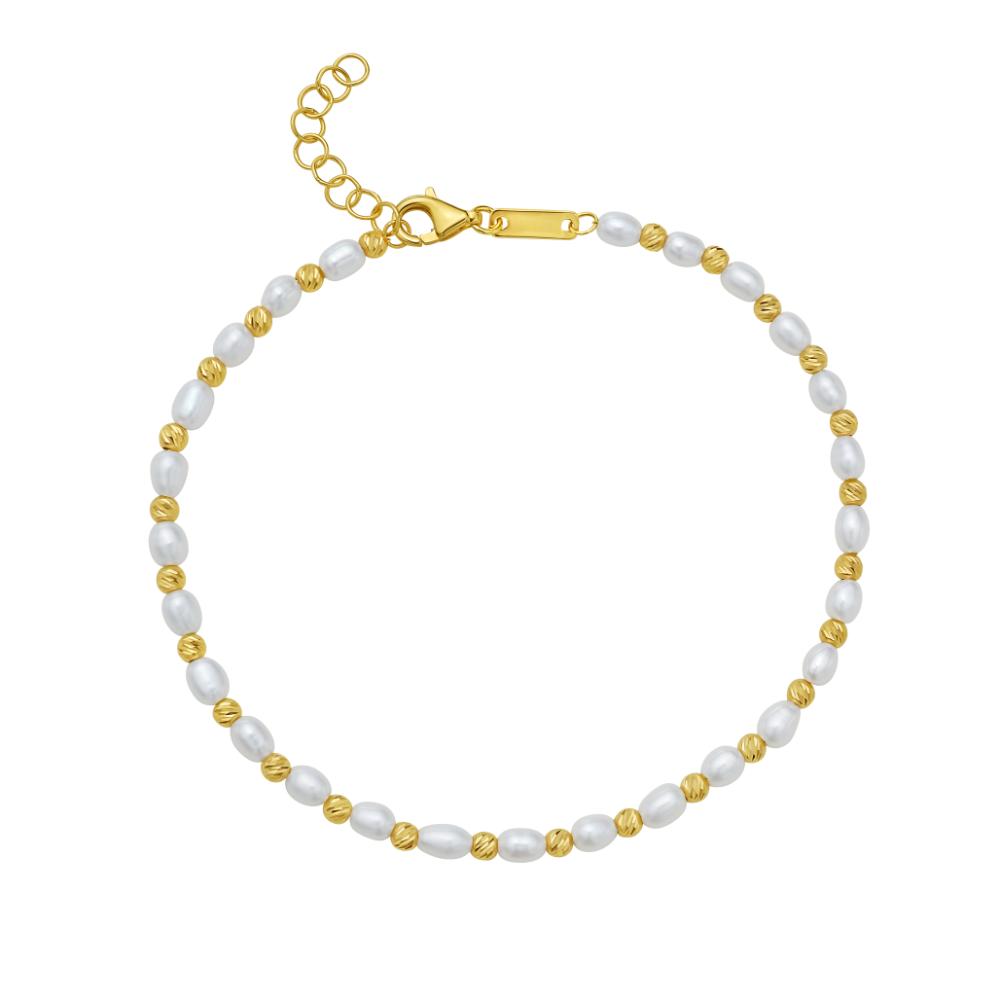 14K Gold Beaded Pearl Bracelet for Women - Elegant Handmade Jewelry for Weddings, Parties & Special Occasions