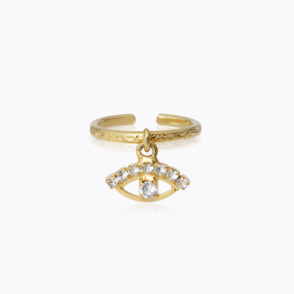 Elegant Petite Greek Eye Ring with Crystals - Perfect for Everyday Wear, Boho Jewelry & Gift Ideas