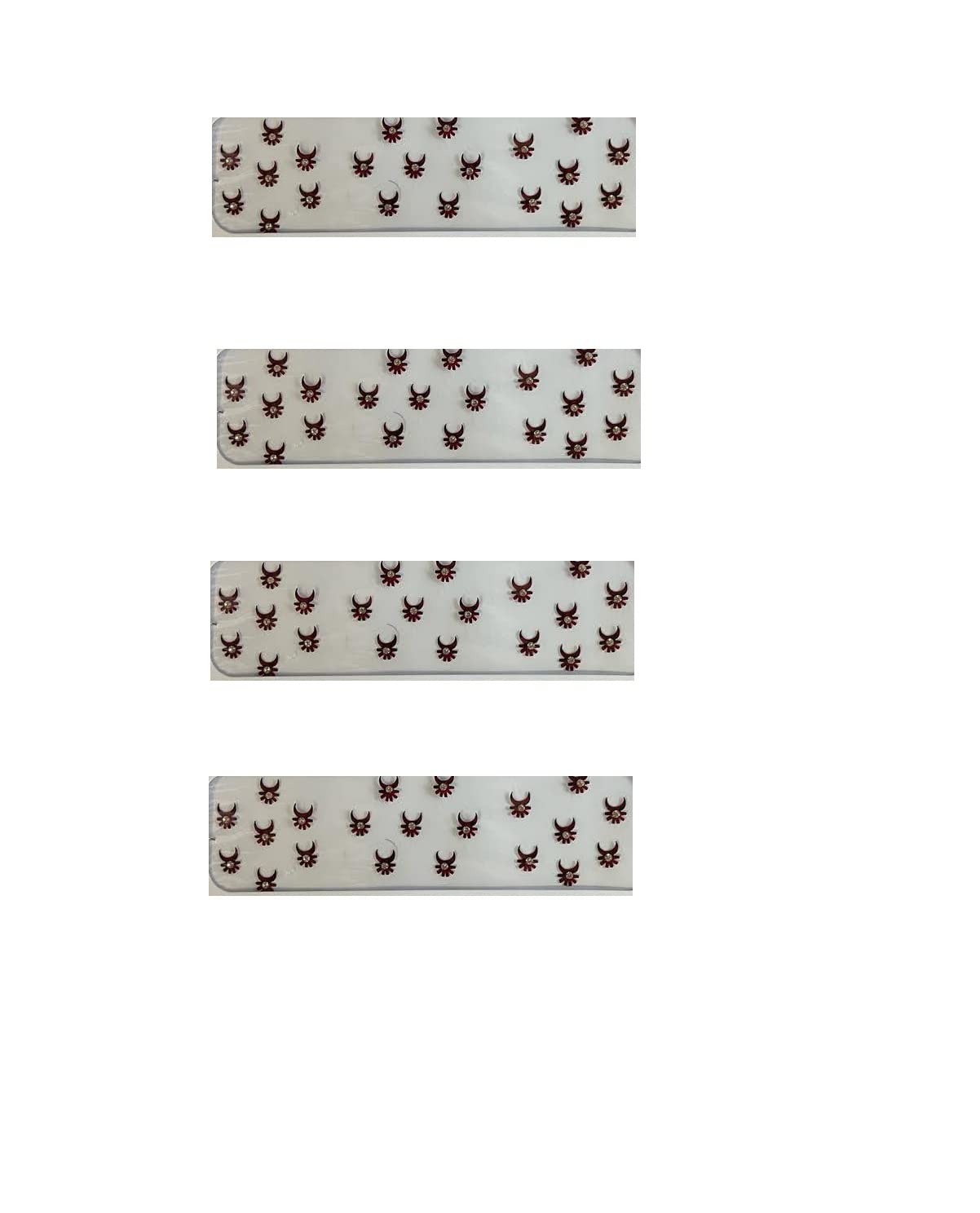 Half Moon Maroon Velvet Bindi with Stones - Traditional Indian Forehead Sticker for Women & Girls (Pack of 4, Size 2) | Skin-Friendly Glue for Comfort | Perfect for Weddings, Festivals & Cultural Events
