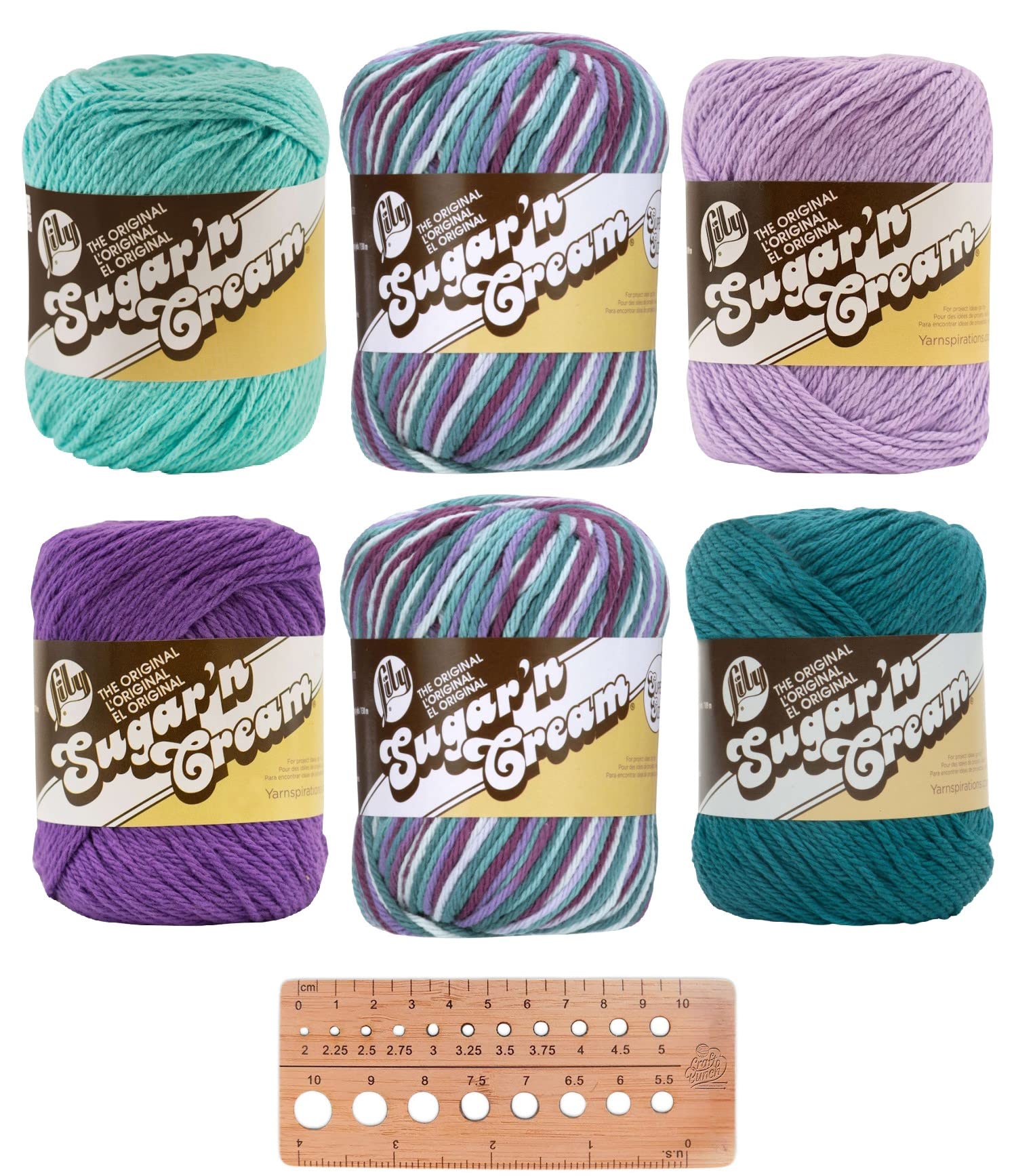 Lily Sugar 'n Cream 100% Cotton Yarn - Assortment (Crown Jewels) for Knitting, Crochet & DIY Crafts - Soft & Durable Cotton Yarn for Hats, Scarves & Home Decor Projects