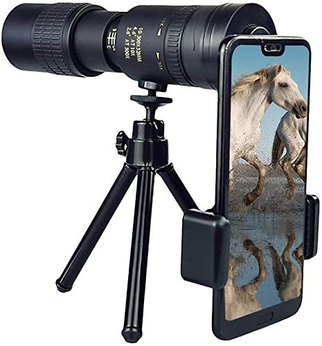 4K 10-300X40mm Monocular Telescope with Smartphone Adapter & Tripod - High Power Zoom, Waterproof for Bird Watching, Hunting, Travel & Outdoor Adventures - Perfect for Adults & Nature Enthusiasts