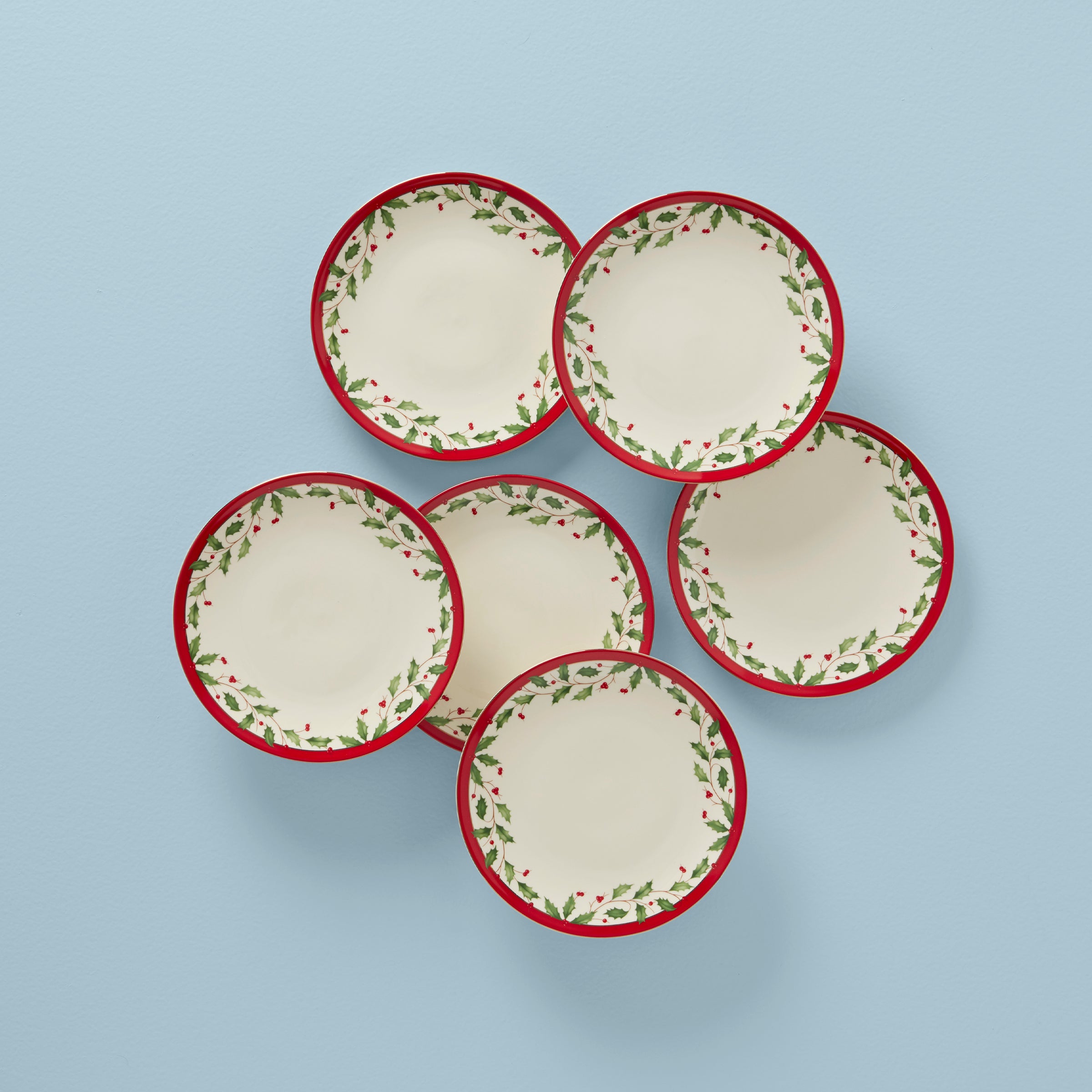 Festive Holiday Accent Plates Set of 6 - Elegant Christmas Dinnerware for Holiday Entertaining & Seasonal Table Decor